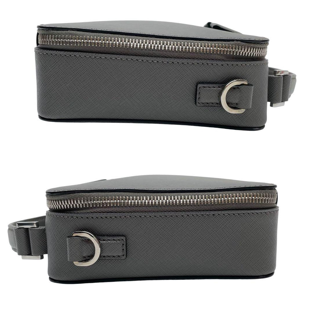 Prada Saffiano Leather Brick Shoulder Bag Gray — view 3