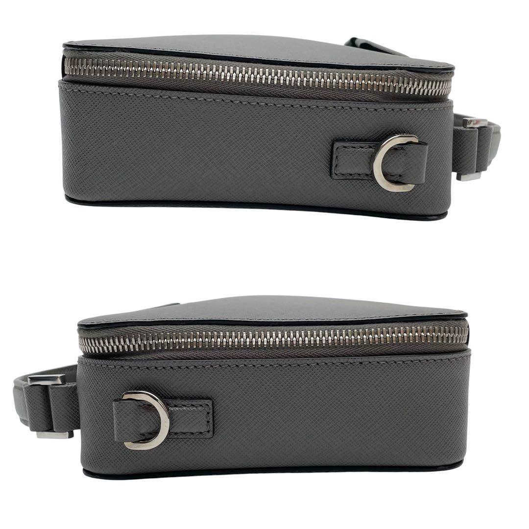 Prada Saffiano Leather Brick Shoulder Bag Gray — view 3