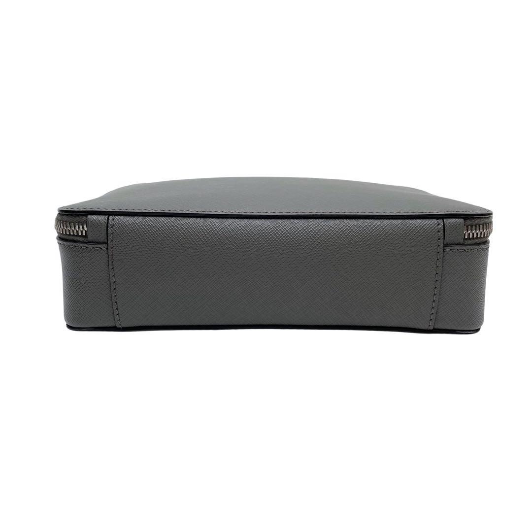 Prada Saffiano Leather Brick Shoulder Bag Gray — view 4