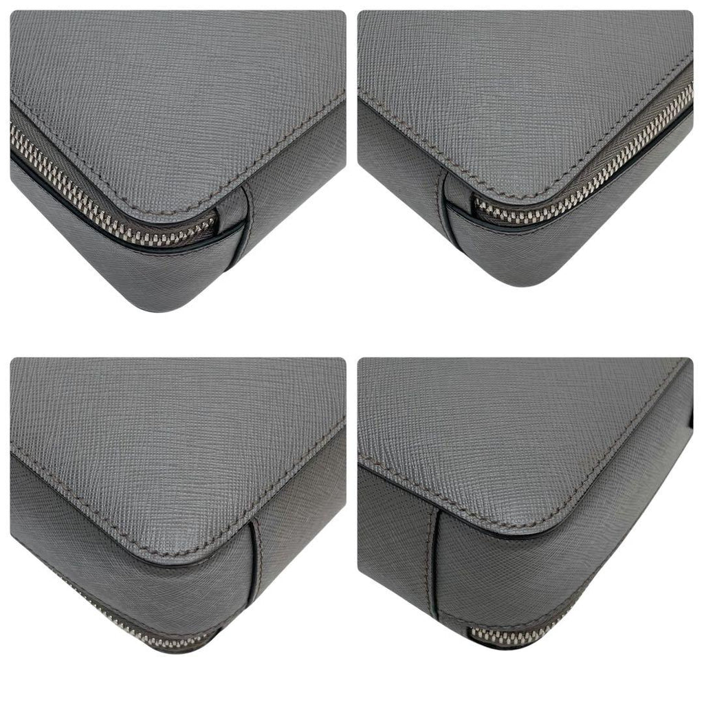 Prada Saffiano Leather Brick Shoulder Bag Gray — view 5