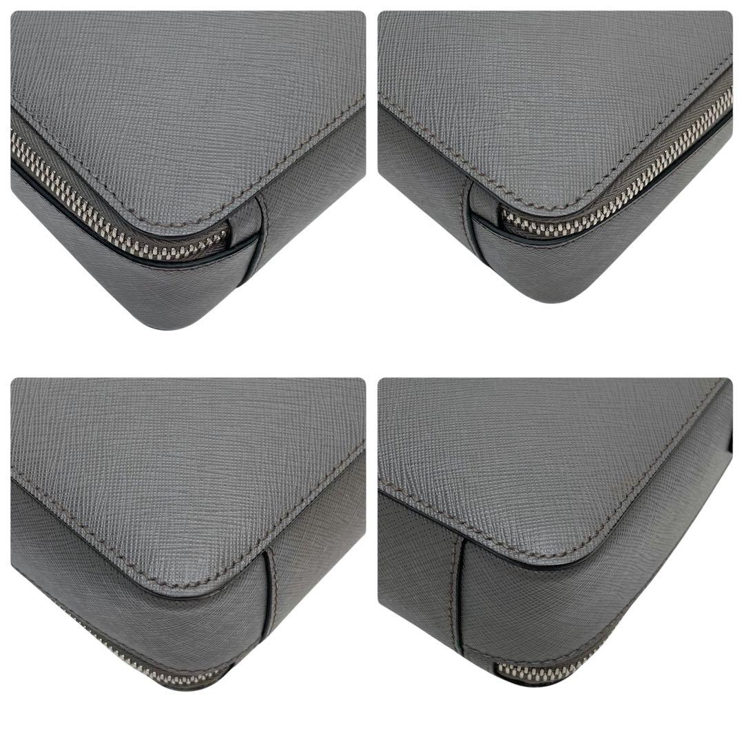 Prada Saffiano Leather Brick Shoulder Bag Gray — view 5