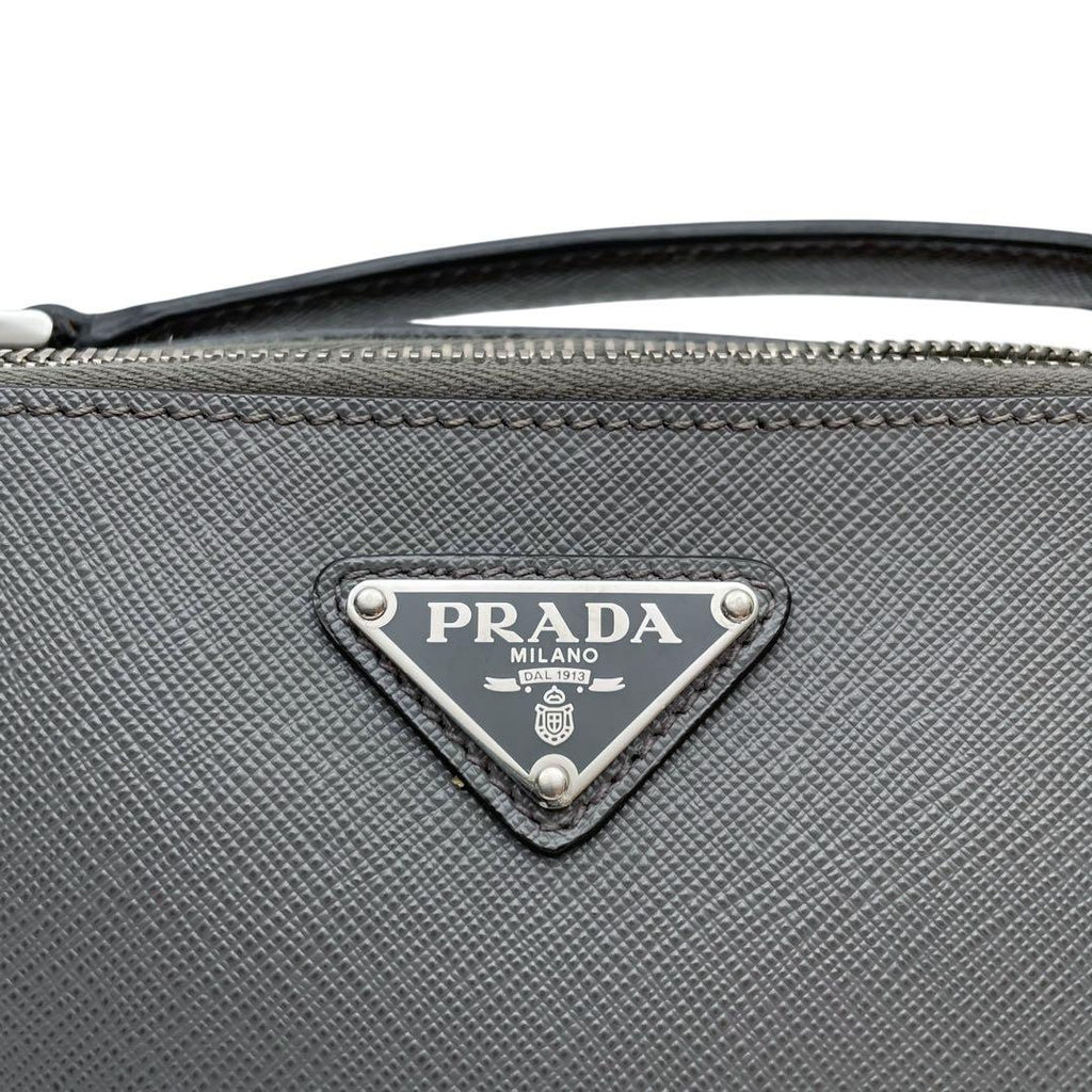 Prada Saffiano Leather Brick Shoulder Bag Gray — view 8