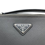 Prada Saffiano Leather Brick Shoulder Bag Gray — view 8