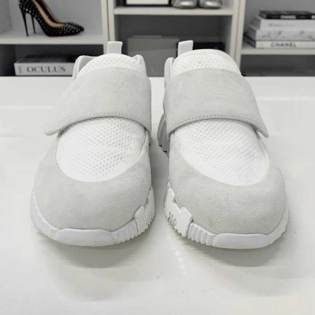 Hermes H Suede Fabric Velcro Sneakers White — view 4