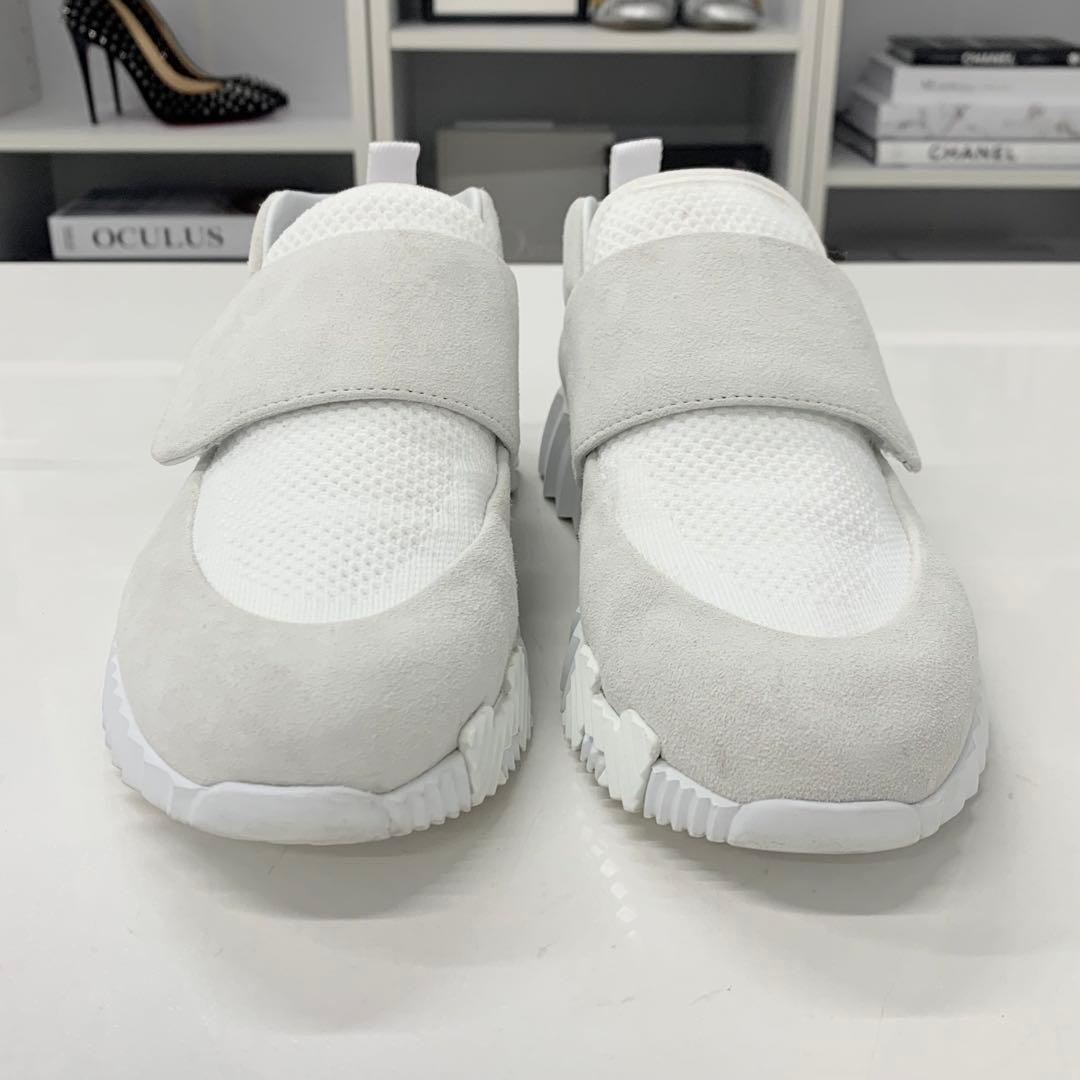 Hermes H Suede Fabric Velcro Sneakers White — view 4