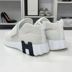 Hermes H Suede Fabric Velcro Sneakers White — view 5