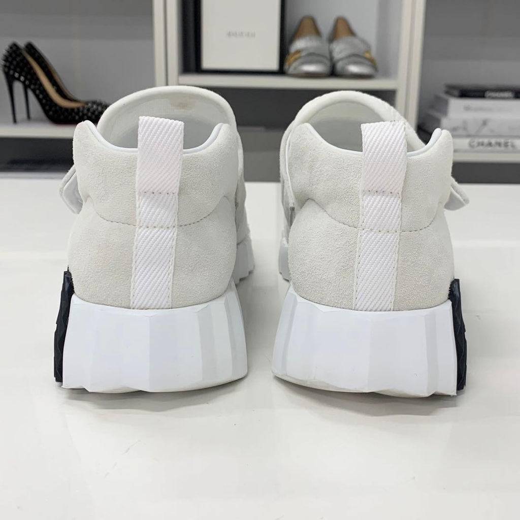 Hermes H Suede Fabric Velcro Sneakers White — view 6