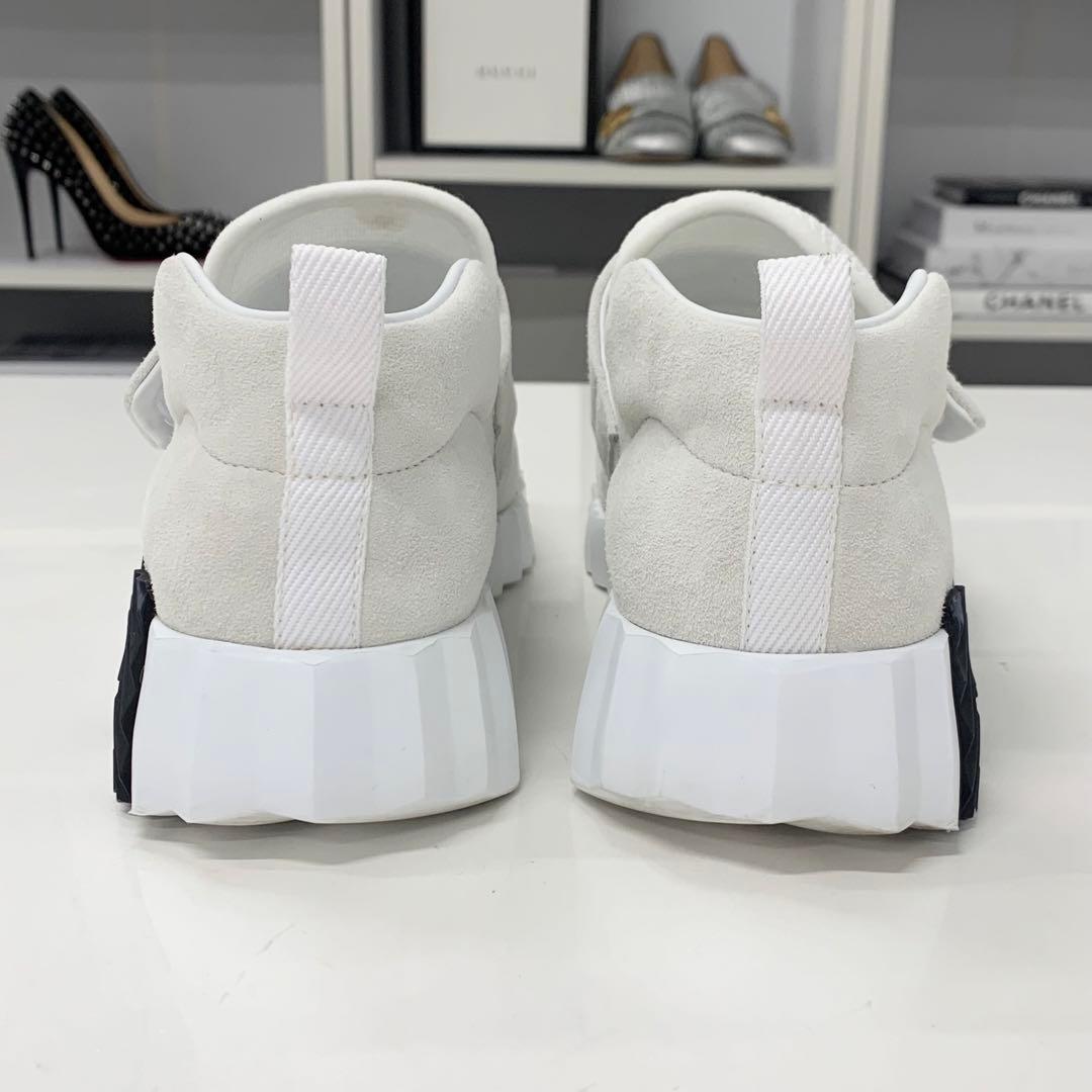 Hermes H Suede Fabric Velcro Sneakers White — view 6