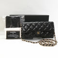 Chanel Caviar Leather Quilted Wallet Black Gold