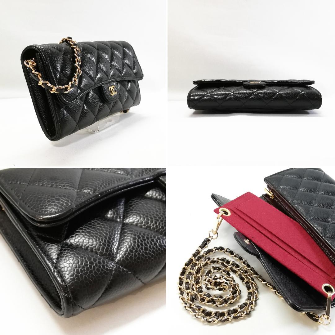 Chanel Caviar Leather Quilted Wallet Black Gold — view 3