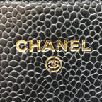 Chanel Caviar Leather Quilted Wallet Black Gold — view 5