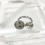 Loewe Anagram Ring Rhinestone Silver