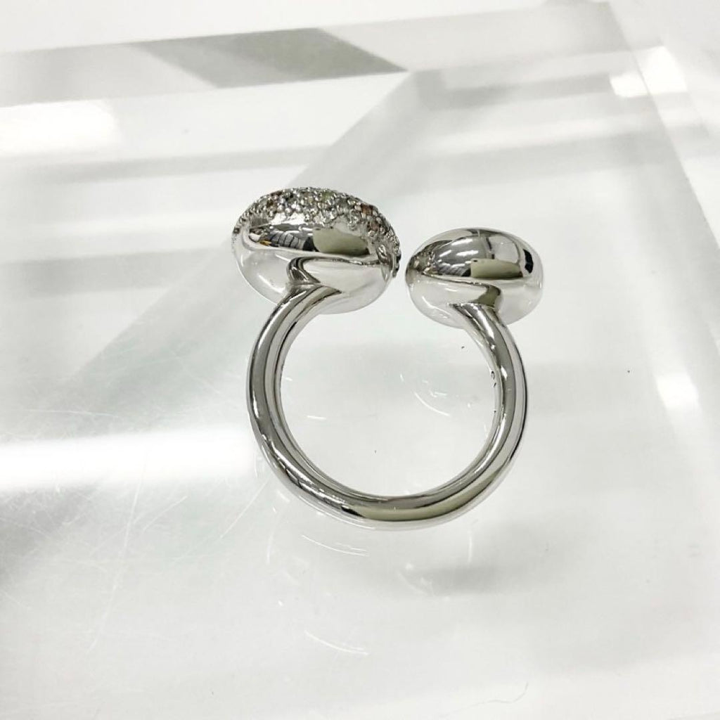 Loewe Anagram Ring Rhinestone Silver