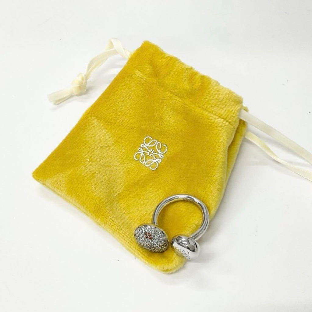 Loewe Anagram Ring Rhinestone Silver