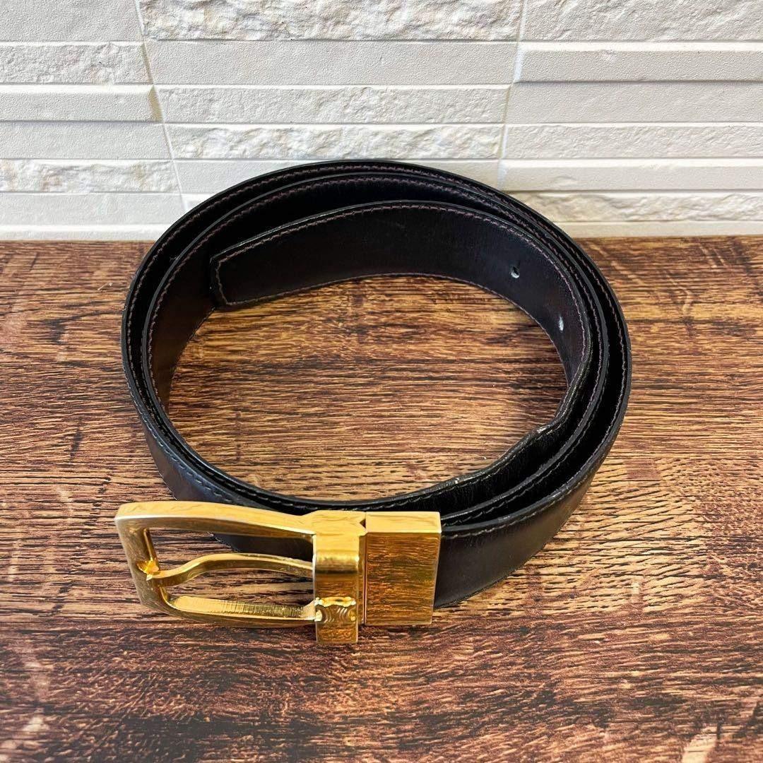 Celine Leather Triomphe Buckle Gold Belt Black — view 3
