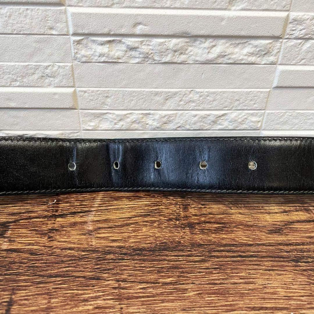 Celine Leather Triomphe Buckle Gold Belt Black — view 6