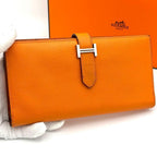 Hermes Bearn Souffle Veau Epsom Orange Bifold Wallet