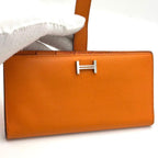 Hermes Bearn Souffle Veau Epsom Orange Bifold Wallet — view 3