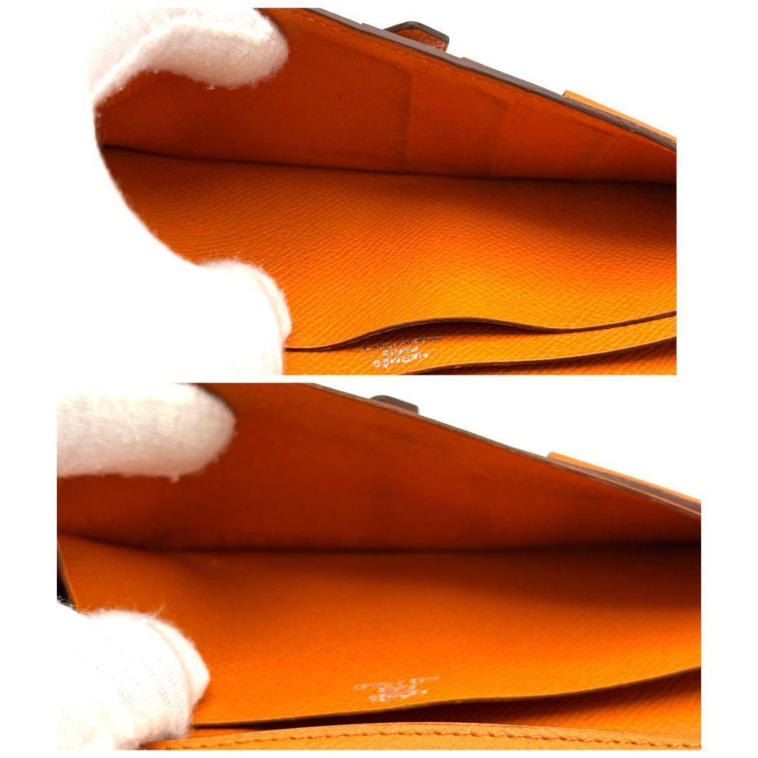 Hermes Bearn Souffle Veau Epsom Orange Bifold Wallet — view 7