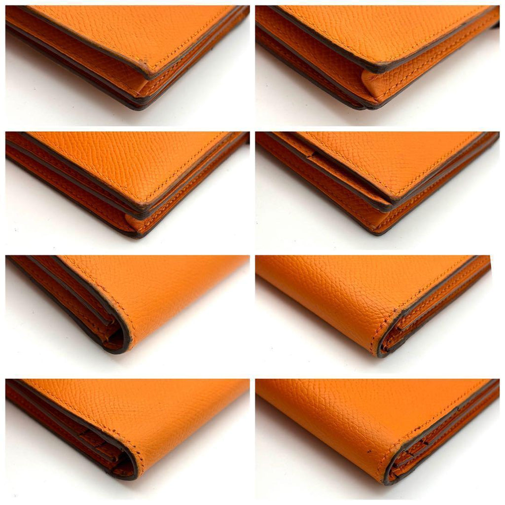 Hermes Bearn Souffle Veau Epsom Orange Bifold Wallet — view 9