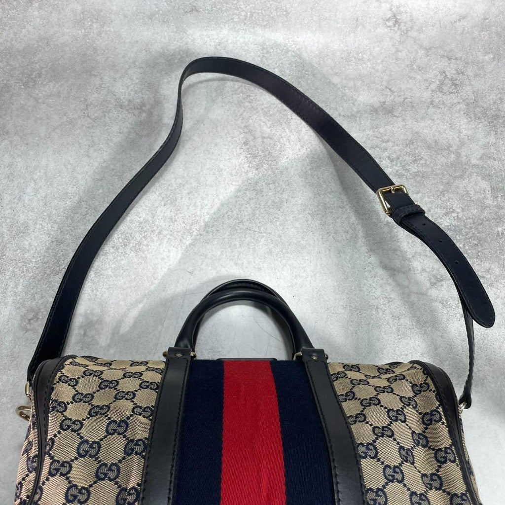 Gucci GG Sherry Line Boston Bag 2-Way Navy — view 4