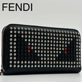 Fendi Bugs Eyemon Star Studs Zip Around Wallet