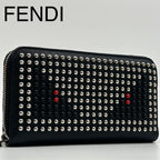 Fendi Bugs Eyemon Star Studs Zip Around Wallet