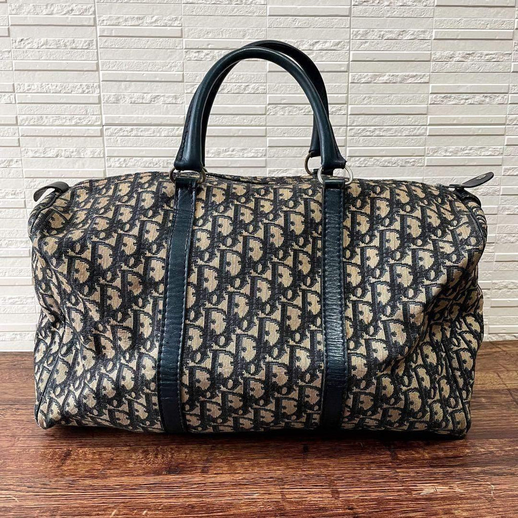 Dior Trotter Canvas Leather Boston Hand Bag All Over Pattern — view 2