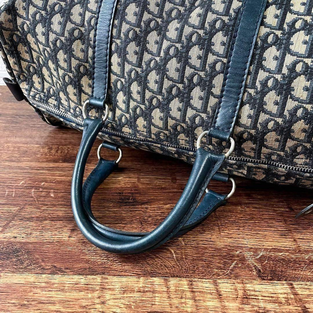 Dior Trotter Canvas Leather Boston Hand Bag All Over Pattern — view 5