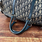 Dior Trotter Canvas Leather Boston Hand Bag All Over Pattern — view 5
