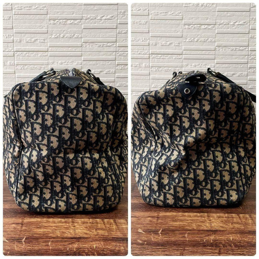 Dior Trotter Canvas Leather Boston Hand Bag All Over Pattern — view 6