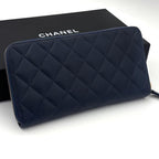 Chanel Quilted Caviar Leather Round Fastener Wallet Navy — view 2