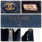 Chanel Quilted Caviar Leather Round Fastener Wallet Navy — view 9