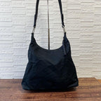 Prada Nylon Leather Shoulder Bag Silver Black — view 2