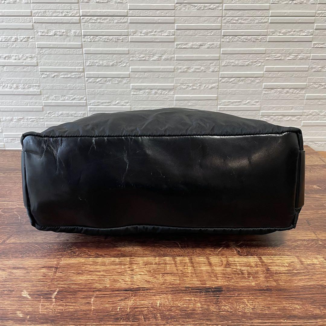 Prada Nylon Leather Shoulder Bag Silver Black — view 5