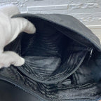 Prada Nylon Leather Shoulder Bag Silver Black — view 8