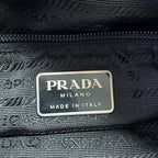 Prada Nylon Leather Shoulder Bag Silver Black — view 9