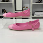 Chanel CC Logo Camellia Leather Chain Strap Flat Shoes — view 3