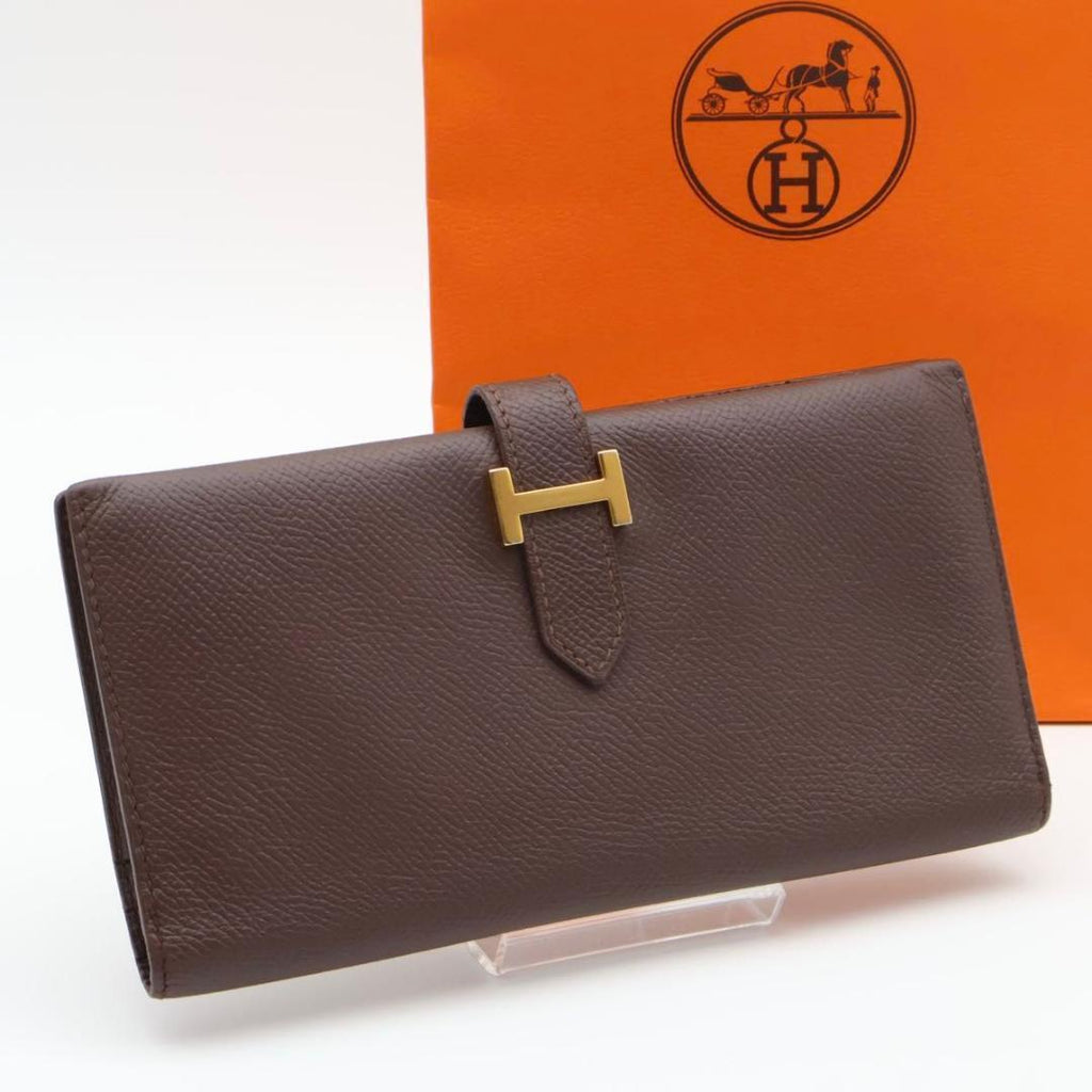 Hermes Bearn Classic Courchevel Brown Wallet