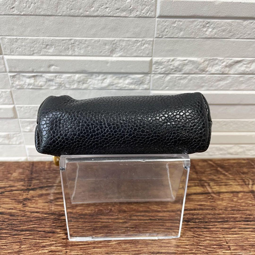 Chanel Caviar Leather CC Logo Coin Case Wallet Black — view 5