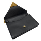 Prada Saffiano Triangle Plate Logo Chain Shoulder Bag Black — view 8