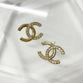 Chanel Earrings CC Logo Rhinestone Gold