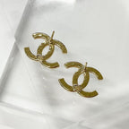 Chanel Earrings CC Logo Rhinestone Gold — view 3