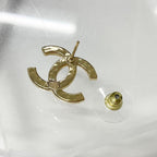 Chanel Earrings CC Logo Rhinestone Gold — view 4