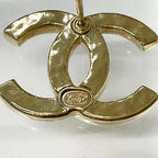 Chanel Earrings CC Logo Rhinestone Gold — view 5