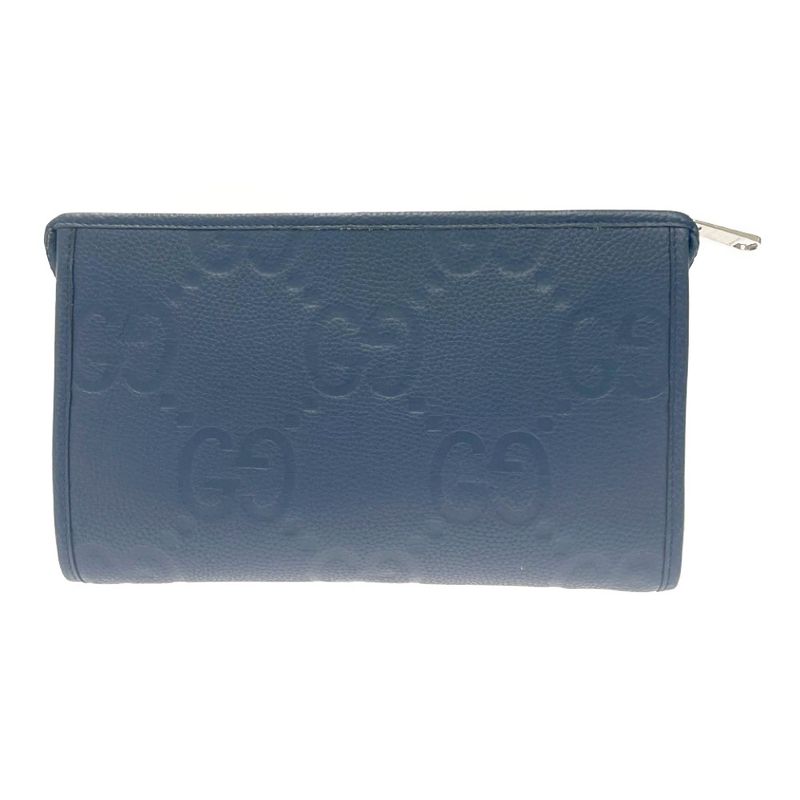 Gucci 739490-2067 Leather Jumbo GG Silver Hardware Second Bag Blue — view 5