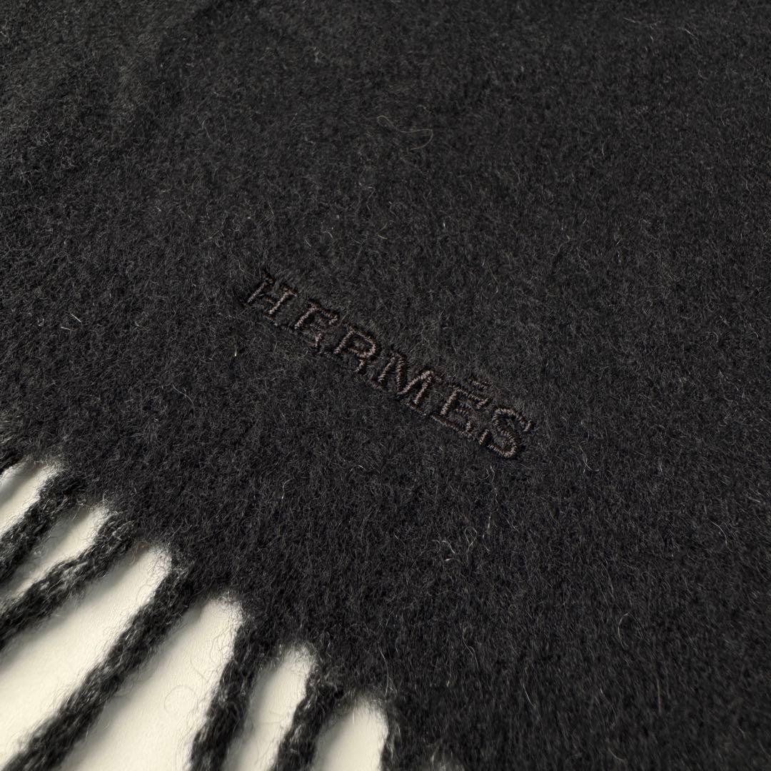 Hermes Scarf Black Gray Fringe No — view 4