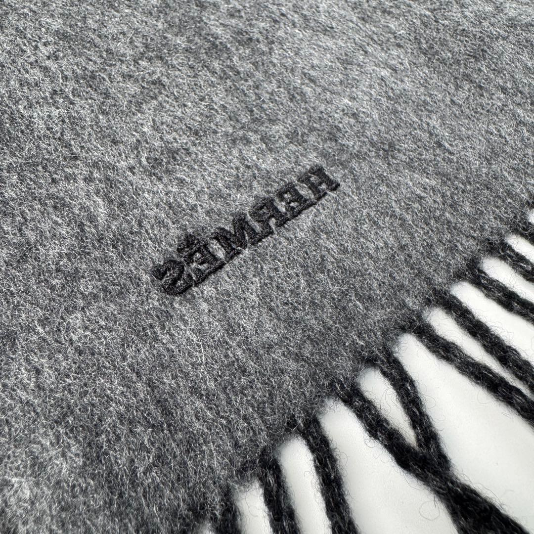 Hermes Scarf Black Gray Fringe No — view 5