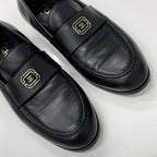 Chanel CC Logo Leather Loafers Black — view 9