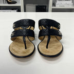 Chanel CC Logo Leather Quilted Strap Sandals Black — view 4